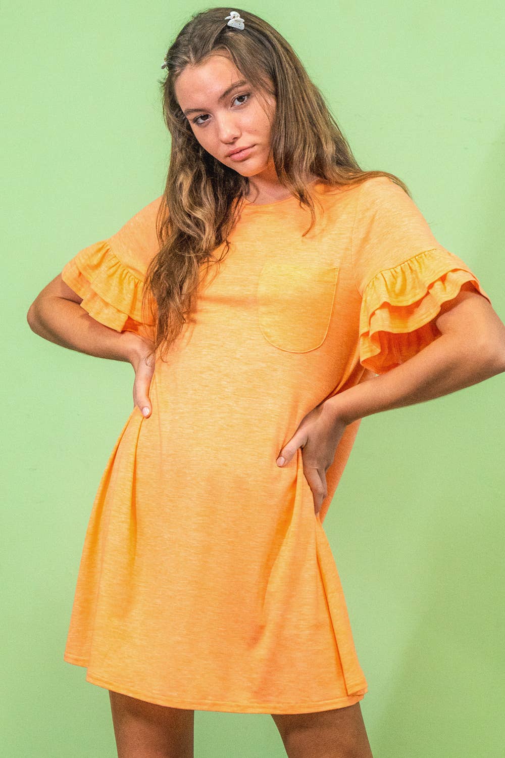 ND30255-French Terry Pocket Tee Shirt Dress