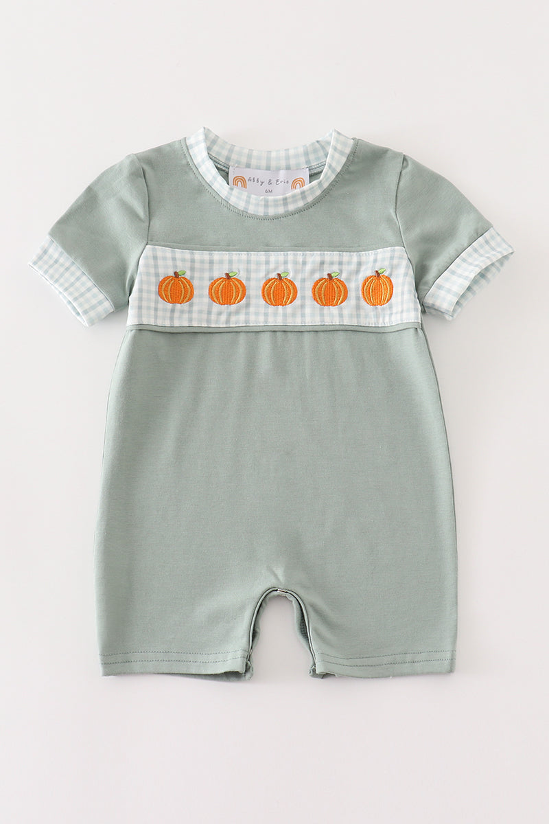 Green Pumpkin Embroidery Check