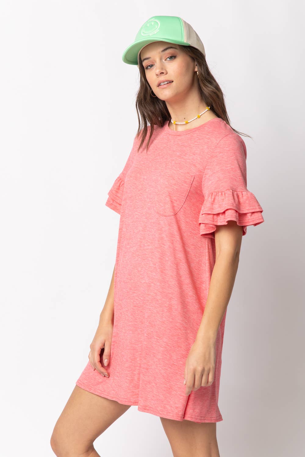 ND30255-French Terry Pocket Tee Shirt Dress