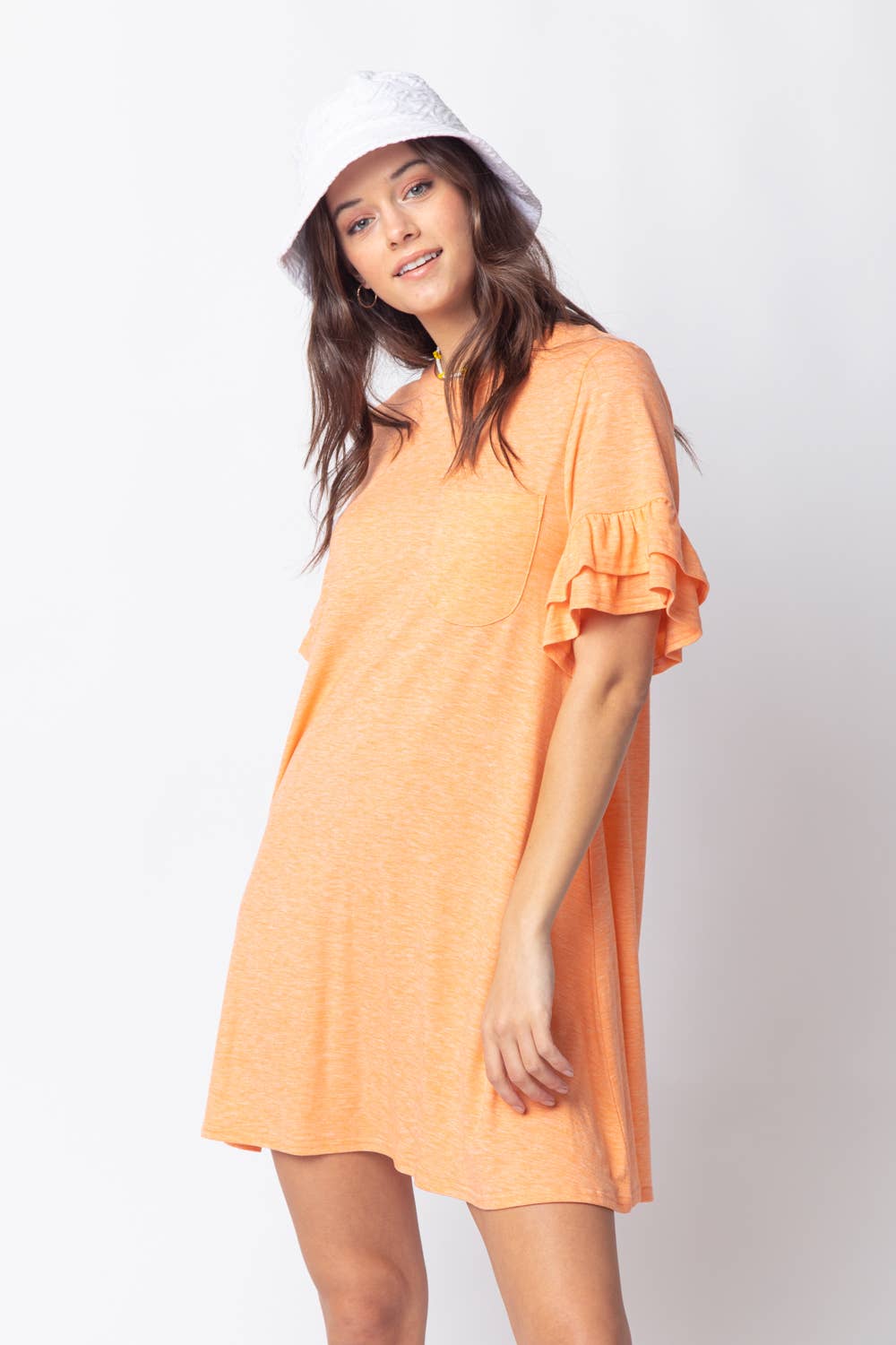 ND30255-French Terry Pocket Tee Shirt Dress