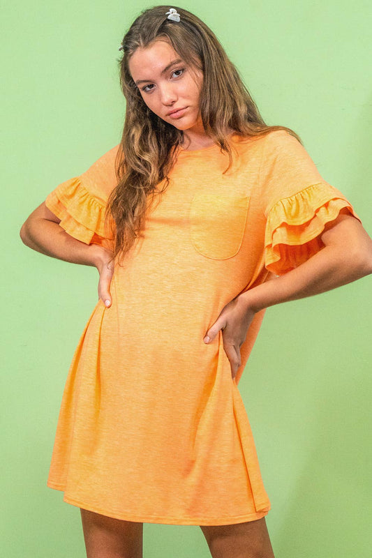 ND30255-French Terry Pocket Tee Shirt Dress
