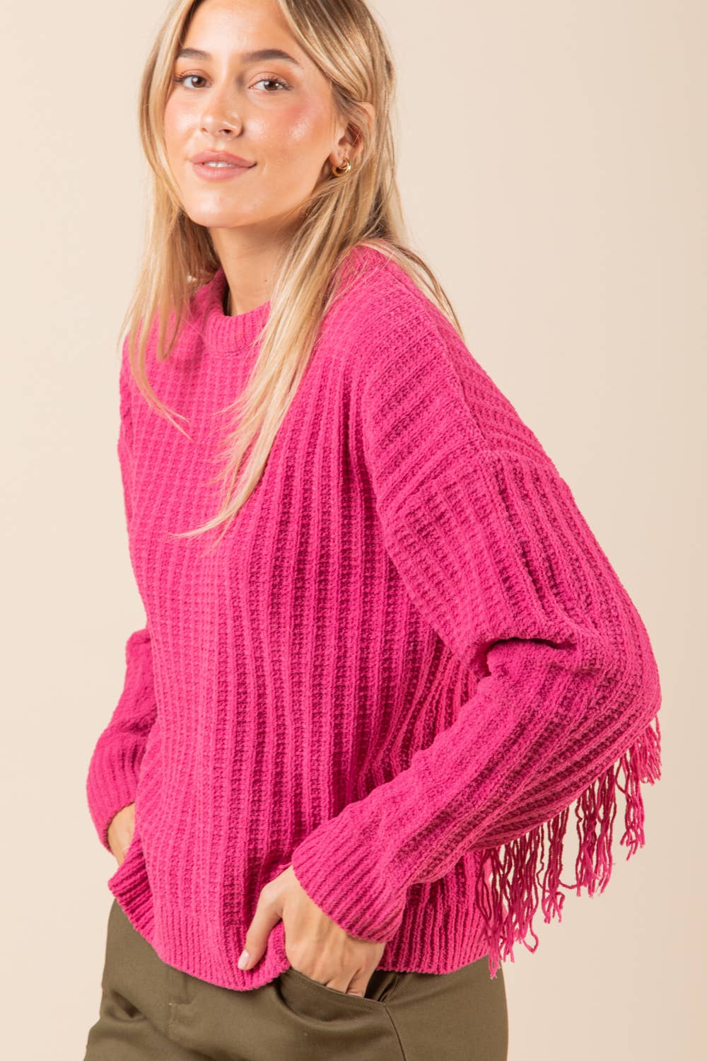 Fringe Detail Western Sweater Top