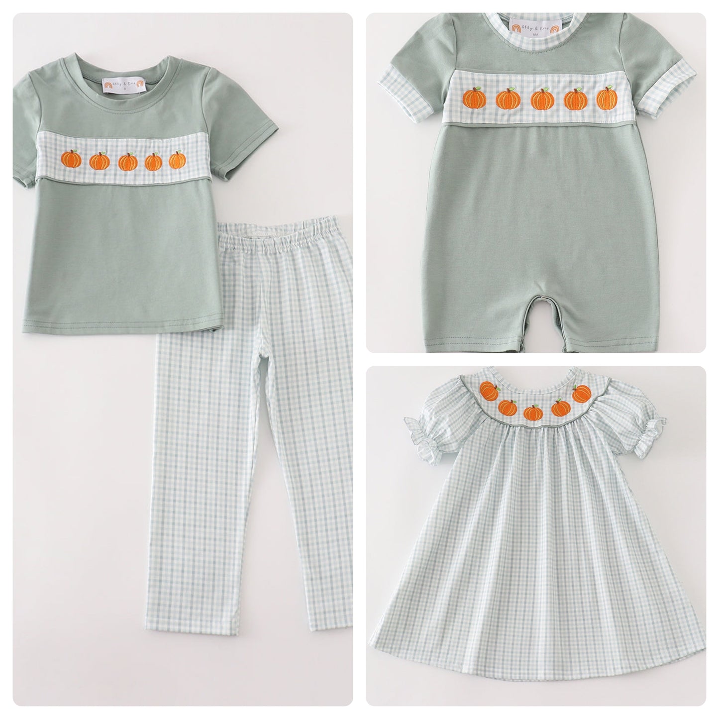 Green Pumpkin Embroidery Check