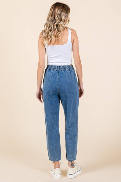 RELAXED DENIM PANTS WITH DRAWSTRING