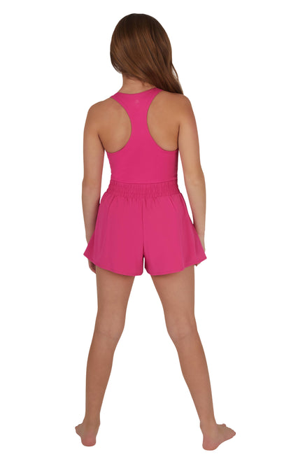 Girls Hybrid Romper with Side Seam Pockets