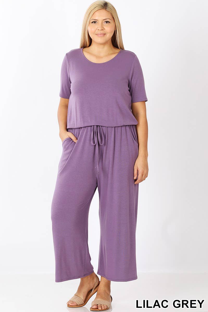 Plus Capri Jumpsuit With Pocket