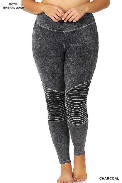 Plus Mineral Washed Moto Leggings